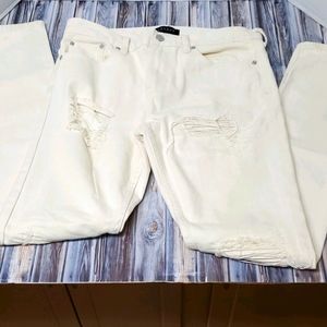 Pacsun Distressed Cream Stacked Skinny Jean 32x32